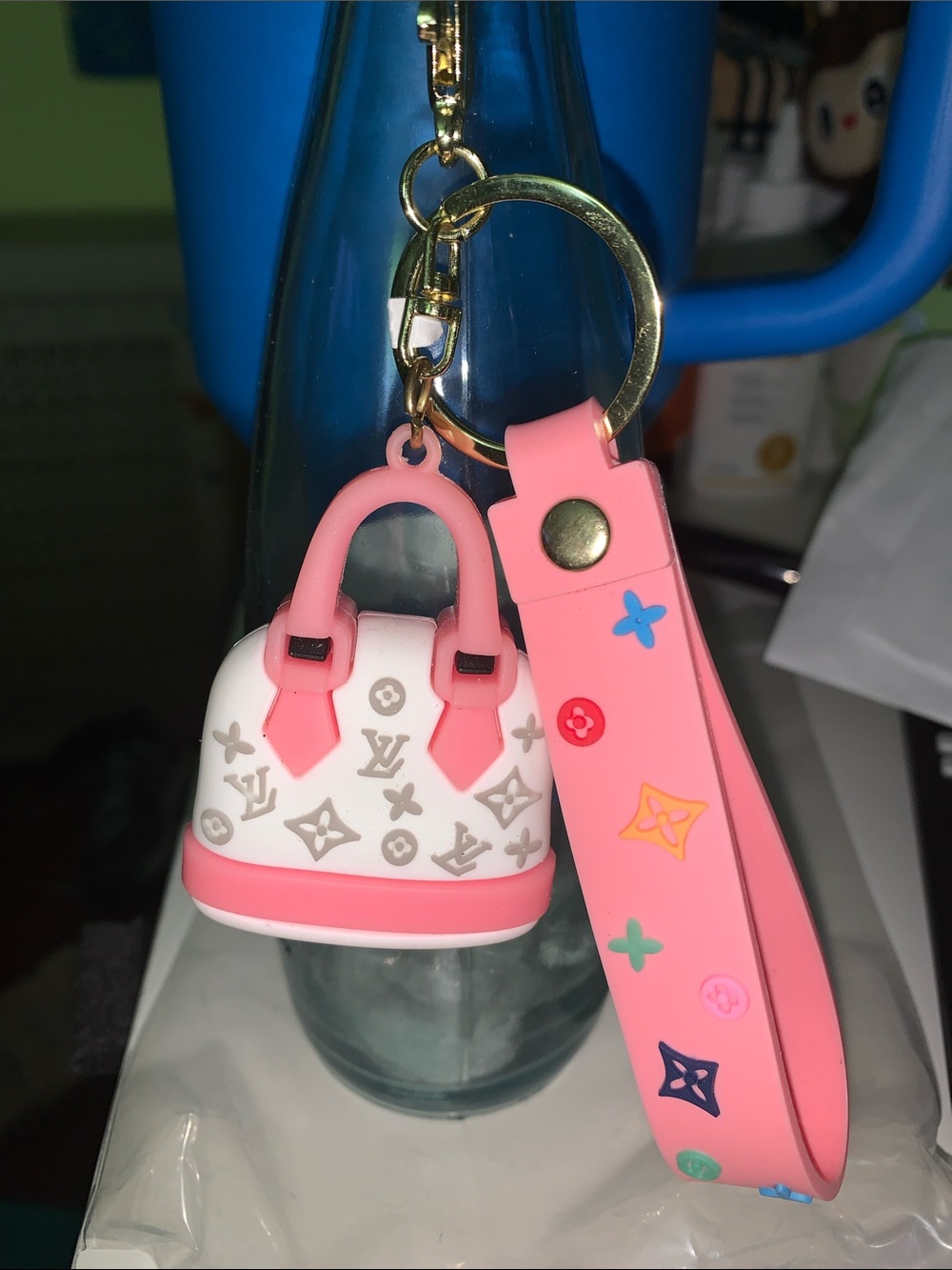 Monogram bag/purse charm keychain wristlet